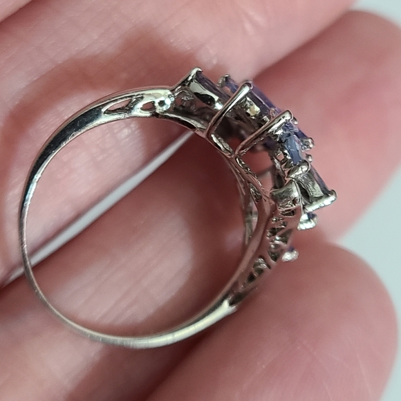 925 tourmaline stauer sterling silver cluster ring lavender purple sz 6 estate - Picture 7 of 16